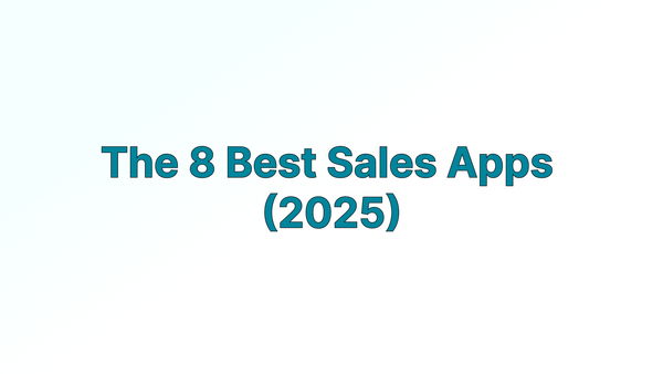 Cover image the best eight sales apps written in blue on a white background